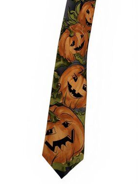 J. Garcia Halloween Pumpkin Neck Tie Butterfly Trap Fifty-Four, 100% Silk